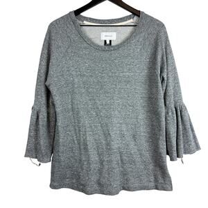 Current/Elliott The Ruffle Sleeve Sweatshirt Gray - 1 Small